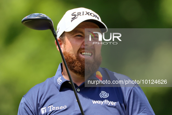 Shane Lowry looks down the 18th fairway after hitting from the tee during The Memorial Tournament presented by Workday at Muirfield Village...