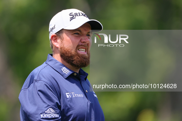 Shane Lowry looks down the 18th fairway after hitting from the tee during The Memorial Tournament presented by Workday at Muirfield Village...