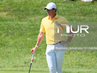 Rory McIlroy of Holywood, Northern Ireland waits to putt on the 11th green during the final round of The Memorial Tournament presented by Wo...