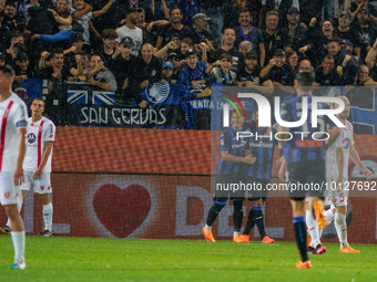 Luis Muriel (#9 Atalanta BC) goal celebrate during Atalanta BC against AC Monza, Serie A, at Gewiss Stadium on June 04th, 2023. (