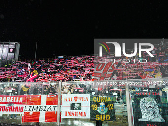 Team of AC Monza supporters show the scarves during Atalanta BC against AC Monza, Serie A, at Gewiss Stadium on June 04th, 2023. (