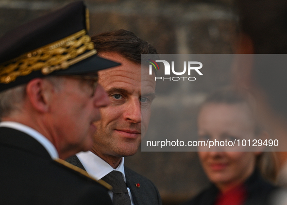 MONT-SAINT-MICHEL, FRANCE - JUNE 05, 2023:   
French President Emmanuel Macron during his visit to Mont Saint-Michel, on June 05, 2023.
Fren...