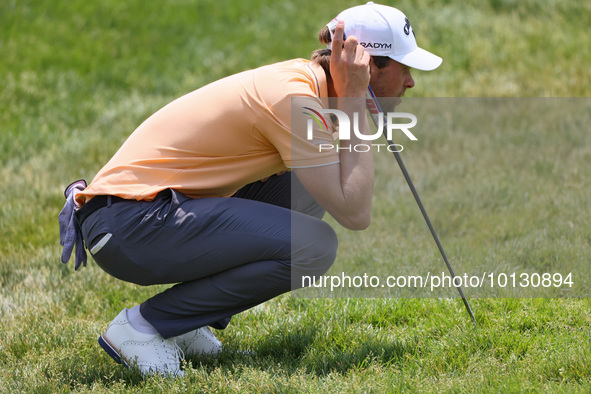 Thomas Detry of Brussels, Belgium looks over the 17th green during The Memorial Tournament presented by Workday at Muirfield Village Golf Cl...