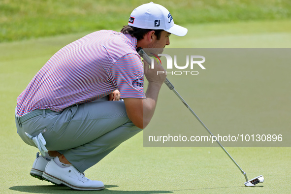 Davis Riley of Hattiesburg looks over the 17th green during The Memorial Tournament presented by Workday at Muirfield Village Golf Club in D...