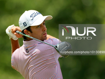 Davis Riley of Hattiesburg hits from the 18th tee during The Memorial Tournament presented by Workday at Muirfield Village Golf Club in Dubl...