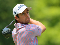 Davis Riley of Hattiesburg hits from the 18th tee during The Memorial Tournament presented by Workday at Muirfield Village Golf Club in Dubl...