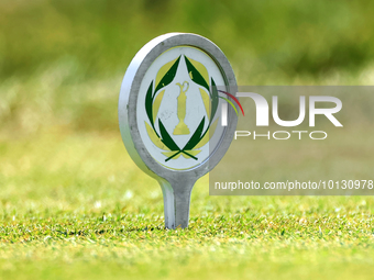 The tee box marker as seen at the 10th tee during  The Memorial Tournament presented by Workday at Muirfield Village Golf Club in Dublin, Oh...