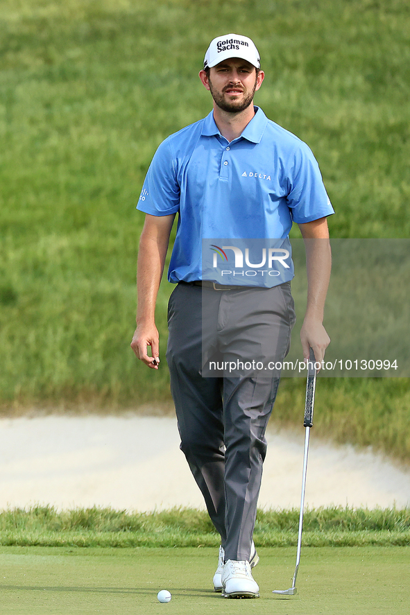 Patrick Cantlay of Jupiter, Florida walks on the 18th green during The Memorial Tournament presented by Workday at Muirfield Village Golf Cl...