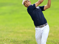 Justin Suh of San Jose, California hits from the 18th fairway during The Memorial Tournament presented by Workday at Muirfield Village Golf...