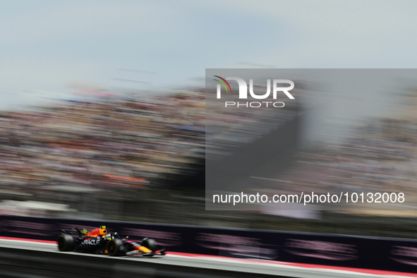 Sergio Perez of Mexico driving the (11) Oracle Red Bull Racing RB19 during practice ahead of the F1 Grand Prix of Spain at Circuit de Barcel...