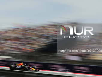 Sergio Perez of Mexico driving the (11) Oracle Red Bull Racing RB19 during practice ahead of the F1 Grand Prix of Spain at Circuit de Barcel...