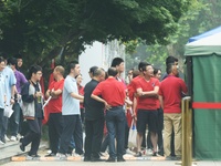 HANGZHOU, CHINA - JUNE 7, 2023 - Students pass through a security gate at a test center for the National College entrance examination in Han...