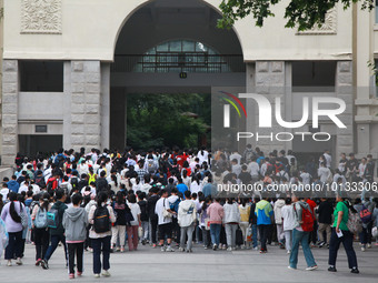 NANJING, CHINA - JUNE 7, 2023 - Candidates wait to enter a test room at a college entrance examination point in Nanjing, East China's Jiangs...