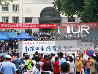 NANJING, CHINA - JUNE 7, 2023 - Candidates wait to enter a test room at a college entrance examination point in Nanjing, East China's Jiangs...