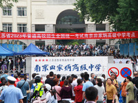 NANJING, CHINA - JUNE 7, 2023 - Candidates wait to enter a test room at a college entrance examination point in Nanjing, East China's Jiangs...