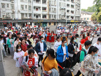 NANJING, CHINA - JUNE 7, 2023 - Candidates enter the National college entrance examination in Nanjing, East China's Jiangsu province, June 7...