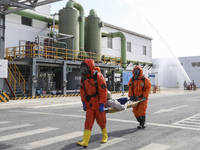 

Members of a chemical company are conducting a tank rescue drill in Huai'an City, Jiangsu Province, China, on June 12, 2023. (