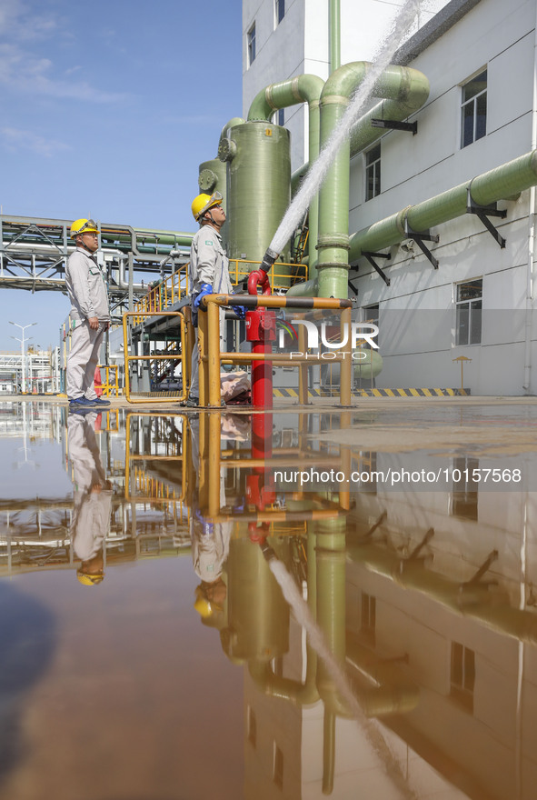 

Members of a chemical company are conducting a tank rescue drill in Huai'an City, Jiangsu Province, China, on June 12, 2023. 