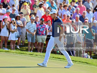 Viktor Hovland of Oslo, Norway approaches the 18th green during a playoff against Denny McCarthy of Jupiter, Florida during the final round...