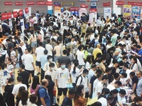  Students and their parents learn about enrollment information at the Zhejiang 2023 College Enrollment Public Consultation in Hangzhou, East...