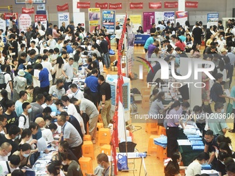  Students and their parents learn about enrollment information at the Zhejiang 2023 College Enrollment Public Consultation in Hangzhou, East...