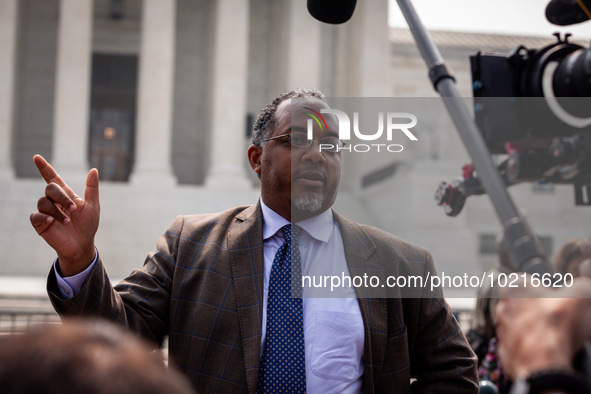 Christopher Banks, Director of Education and Workplace Policy with the Urban League of Portland speaks reporters following the Supreme Court...