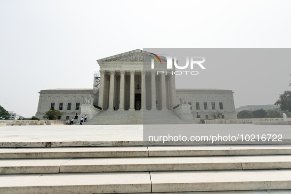 US Supreme Court Police stand in front of the building shortly after the Court’s ruling that universities may not consider race in admission...