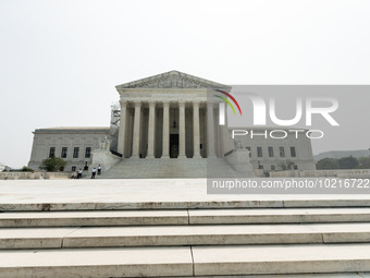 US Supreme Court Police stand in front of the building shortly after the Court’s ruling that universities may not consider race in admission...