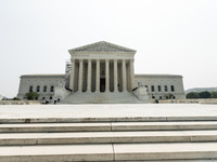 US Supreme Court Police stand in front of the building shortly after the Court’s ruling that universities may not consider race in admission...