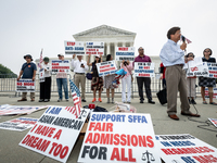 People celebrate the US Supreme Court ruling that universities cannot consider race in admissions.  The pair of cases brought by Students fo...