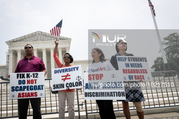 People celebrate the US Supreme Court ruling that universities cannot consider race in admissions.  The pair of cases brought by Students fo...