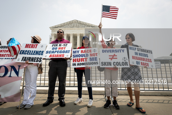 People celebrate the US Supreme Court ruling that universities cannot consider race in admissions.  The pair of cases brought by Students fo...