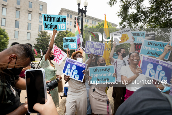 People protesttThe US Supreme Court ruling that universities cannot consider race in admissions.  The pair of cases brought by Students for...