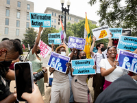 People protesttThe US Supreme Court ruling that universities cannot consider race in admissions.  The pair of cases brought by Students for...