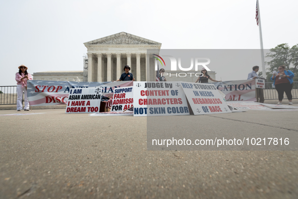 People celebrate the US Supreme Court ruling that universities cannot consider race in admissions.  The pair of cases brought by Students fo...