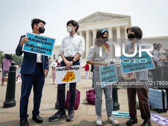 Asian-Americans protest the US Supreme Court ruling that universities cannot consider race in admissions.  The pair of cases brought by Stud...