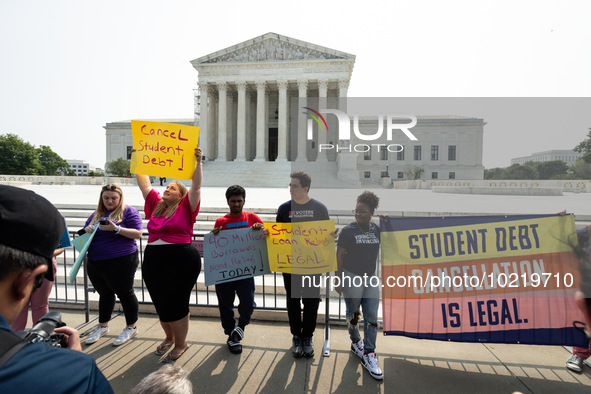 Students await a ruling by the Supreme Court on whether President Joe Biden’s student-debt relief program may proceed.  Biden’s plan would f...