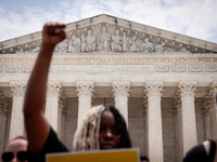 Students protest the Supreme Court;s ruling against President Joe Biden’s student-debt relief program.  The opinion does not prohibit studen...