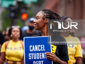 Students march to the White House in protest of the Supreme Court's ruling against President Joe Biden’s student-debt relief program.  The o...