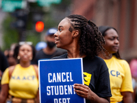 Students march to the White House in protest of the Supreme Court's ruling against President Joe Biden’s student-debt relief program.  The o...