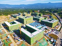 

An aerial photo shows the construction of the new schools of Yuexi Middle School in Anqing City, Anhui Province, China on July 5, 2023. (