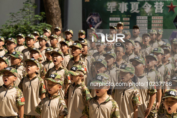 

Children are training at a military summer camp in Hefei, Anhui Province, China, on July 5, 2023. 