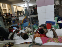 People suffering from dengue fever as they admitted for treatment at a government hospital in Dhaka, Bangladesh, on June 05, 2023. The dengu...