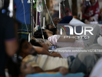 People suffering from dengue fever as they admitted for treatment at a government hospital in Dhaka, Bangladesh, on June 05, 2023. The dengu...