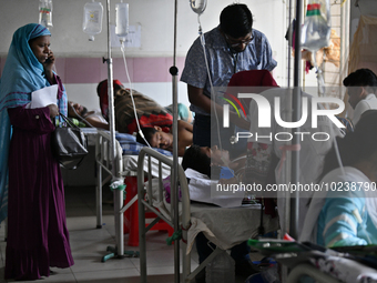 People suffering from dengue fever as they admitted for treatment at a government hospital in Dhaka, Bangladesh, on June 05, 2023. The dengu...