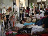 People suffering from dengue fever as they admitted for treatment at a government hospital in Dhaka, Bangladesh, on June 05, 2023. The dengu...