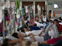 People suffering from dengue fever as they admitted for treatment at a government hospital in Dhaka, Bangladesh, on June 05, 2023. The dengu...