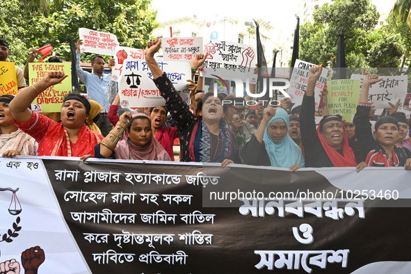 Activists of Combined Garment Workers Federation held a protest rally demanding cancellation of bail of Rana Plaza owner shohel Rana and all...