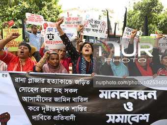 Activists of Combined Garment Workers Federation held a protest rally demanding cancellation of bail of Rana Plaza owner shohel Rana and all...