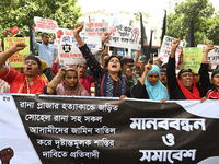 Activists of Combined Garment Workers Federation held a protest rally demanding cancellation of bail of Rana Plaza owner shohel Rana and all...